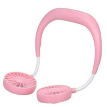 将图片加载到图库查看器，USB Rechargeable Neckband Sport Fan Lazy Neck Hanging Dual Cooling Portable Fan
