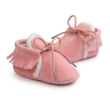 将图片加载到图库查看器，Newborn Baby Boy Girl Moccasins Shoes Fringe Soft Soled Non-slip Footwear Crib Shoes PU Suede Leather First Walker Shoes
