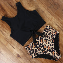 将图片加载到图库查看器，High Waist Bikini Leopard Swimsuit Women Bikini 2020 Floral Swimsuit Print High Neck Bikini Push Up Swimwear Snake Bathing Suit

