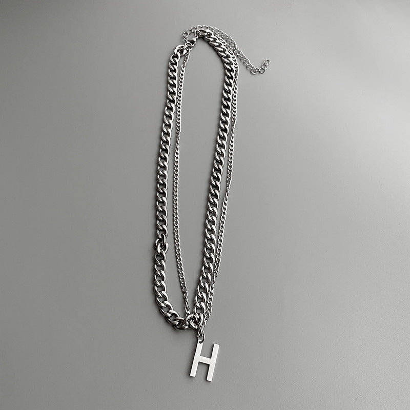 European And American Style W Letter Cuban Clavicle Chain Necklace