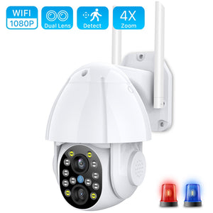 1080P PTZ Dual-Lens Wifi Camera Outdoor Auto Tracking Cloud Home Security IP Camera 2MP Zoom Speed Dome CCTV Camera Surveillance