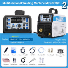 将图片加载到图库查看器，ANDELI MIG-270SE 3 in 1 tig mig Welder 110V/220V MIG TIG MMA Welding Machine Gasless Welder Mig Welding Machine
