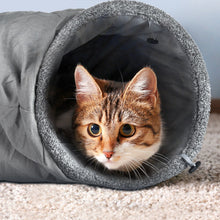将图片加载到图库查看器，Gray Collapsible Cat Tunnel Funny Plush Cat Tunnel Kitten Play Tube with Ball Interactive Toy Ball Cat Pet Toy
