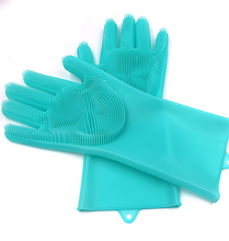 将图片加载到图库查看器，Silicone Cleaning Brush Scrubber Gloves Heat Resistant, Great for Dish wash, Cleaning, Pet hair care (Mint)
