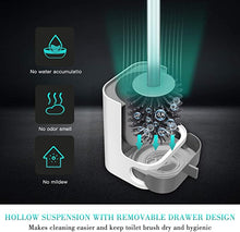 将图片加载到图库查看器，Toilet Brush and Holder, FYLINA Silicone Bristles Toilet Bowl Cleaner Brush and Holder Set for Bathroom with Water Storage Drawer &amp; Quickly Drying Design, Floor Standing &amp;Wall Mounted Without Drilling
