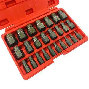 25pc Multi Spline Screw Extractor Hex Head Bit Socket Wrench Bolt Remover Set