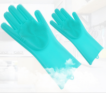 将图片加载到图库查看器，Silicone Cleaning Brush Scrubber Gloves Heat Resistant, Great for Dish wash, Cleaning, Pet hair care (Mint)
