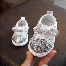 将图片加载到图库查看器，1-3 Years Toddler Baby Girls Bow Sequin Crib Shoe Trend Casual Shoes Dress Shoes
