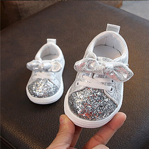 1-3 Years Toddler Baby Girls Bow Sequin Crib Shoe Trend Casual Shoes Dress Shoes