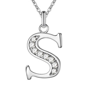 26 Letters A-Z Free Shipping silver plated Necklace Stamp fashion silver jewelry Fashion Pendant best birthday gift