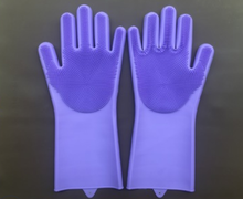 将图片加载到图库查看器，Silicone Cleaning Brush Scrubber Gloves Heat Resistant, Great for Dish wash, Cleaning, Pet hair care (Mint)
