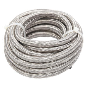 4AN 20-Foot Universal Stainless Steel Braided Fuel Hose Silver