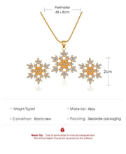 将图片加载到图库查看器，2 Pcs/set Snowflake Necklace Earrings Christmas Luxury Jewelry Accessories Christmas Valentine&#39;s Party Gifts 2020 Silver Color
