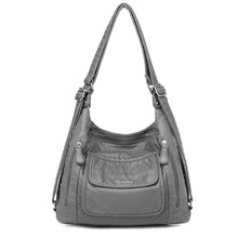 将图片加载到图库查看器，Copy of Women&#39;s bag large capacity soft PU leather handbag 2020 new trend ladies shoulder messenger bag gray
