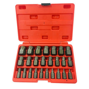 25pc Multi Spline Screw Extractor Hex Head Bit Socket Wrench Bolt Remover Set