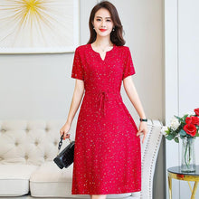 将图片加载到图库查看器，Plus Size XL-6XL 2020 New Women Summer Long Dress Slim Flowers Print Dress Women High Quality V-Neck Short Sleeve Casual Dress
