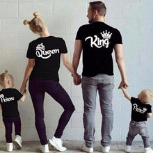 将图片加载到图库查看器，Cotton Matching Family Shirts Family Matching Clothes Matching Father Mother Daughter Son Clothes T-shirt King Queen T shirt
