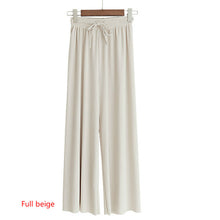 将图片加载到图库查看器，Soft Comfort Women Pants 2020 New High Waist Casual Summer Slacks Pants Women Ice Silk Ankle-Length Long Trousers Female Slacks
