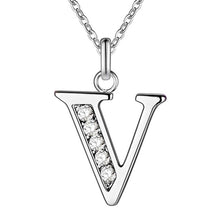 将图片加载到图库查看器，26 Letters A-Z Free Shipping silver plated Necklace Stamp fashion silver jewelry Fashion Pendant best birthday gift
