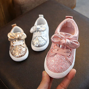 1-3 Years Toddler Baby Girls Bow Sequin Crib Shoe Casual Shoes Dress Shoes