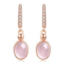 将图片加载到图库查看器，Oval pink crystal earrings
