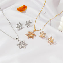 将图片加载到图库查看器，2 Pcs/set Snowflake Necklace Earrings Christmas Luxury Jewelry Accessories Christmas Valentine&#39;s Party Gifts 2020 Silver Color
