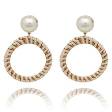 将图片加载到图库查看器，Hand-woven rattan retro tassel earrings
