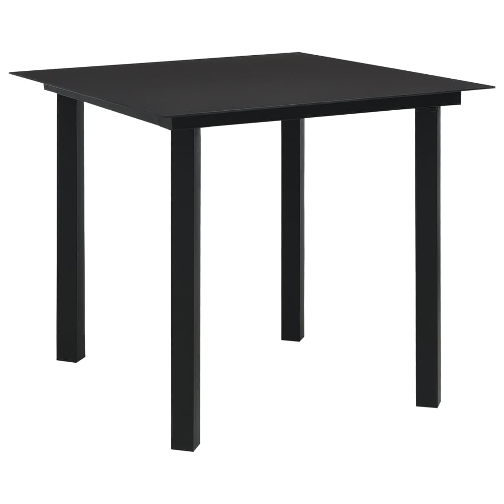 Garden Dining Table Black Steel and Glass Outdoor Patio Multi Sizes