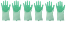 将图片加载到图库查看器，Silicone Cleaning Brush Scrubber Gloves Heat Resistant, Great for Dish wash, Cleaning, Pet hair care (Mint)

