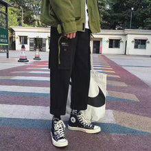 将图片加载到图库查看器，harajuku zipper streetwear women casual harem pants with chain New solid black pant cool fashion hip hop long trousers
