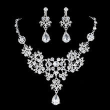 将图片加载到图库查看器，High Quality Fashion Crystal Wedding Bridal Jewelry Sets Women Bride Tiara Crowns Earring Necklace Wedding Jewelry Accessories
