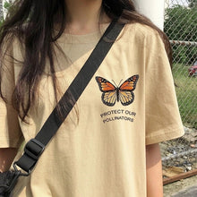 将图片加载到图库查看器，VIP HJN Butterfly T Shirt Aesthetic Cotton T Shirt Women Harajuku Graphic Tees Shirt Sun Flower Butterfly Women&#39;s T-shirt
