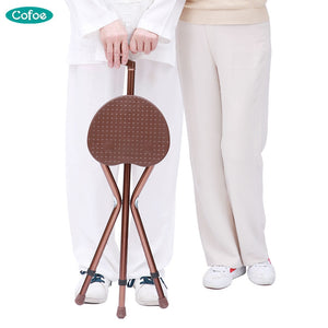 Cofoe crutch Elderly Walking Chair Stick Chair Folding Aluminium Lightweight Portable Folding Walker Cane Walking Stick Elderly