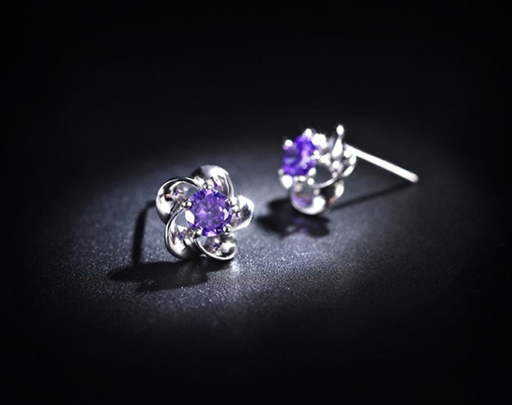 H: Hyde silver AAA color cubic zirconia Fashion brooch earrings flower earring for women gift brincos