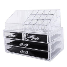 将图片加载到图库查看器，Multi-check &amp; 4 Drawers Integrated Acrylic Makeup Case Cosmetics Organizer Transparent
