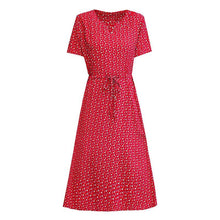 将图片加载到图库查看器，Plus Size XL-6XL 2020 New Women Summer Long Dress Slim Flowers Print Dress Women High Quality V-Neck Short Sleeve Casual Dress
