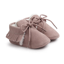 将图片加载到图库查看器，Newborn Baby Boy Girl Moccasins Shoes Fringe Soft Soled Non-slip Footwear Crib Shoes PU Suede Leather First Walker Shoes
