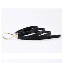 将图片加载到图库查看器，Luxury Brand Women Belts Thin Golden Buckle PU Leather Strap For Dress Trousers Casual Black Ladies Female Designer Waistband
