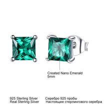 将图片加载到图库查看器，925 Sterling Silver Stud Earrings Created Nano Emerald Temperament Fashion Earring 2021 Trend Party Fine Jewelry Gift  for Women
