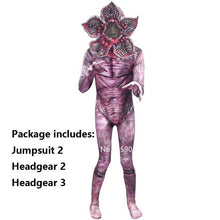 将图片加载到图库查看器，Halloween Women Men Scary Demogorgon Biochemical Zombie Cosplay Costume Mask Headgear Set Carnival Digusting Men-eater Outfit
