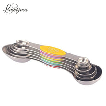 将图片加载到图库查看器，LMETJMA 7pcs/set Magnetic Measuring Spoons Set with Leveler Stainless Steel Double-Sided Measuring Spoons Set for Cooking Baking
