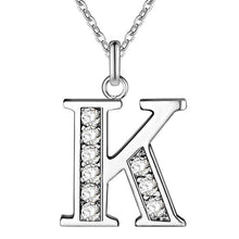 将图片加载到图库查看器，26 Letters A-Z Free Shipping silver plated Necklace Stamp fashion silver jewelry Fashion Pendant best birthday gift
