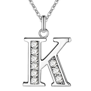 26 Letters A-Z Free Shipping silver plated Necklace Stamp fashion silver jewelry Fashion Pendant best birthday gift