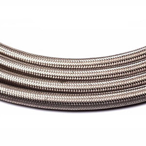 4AN 10Ft General Type Stainless Steel Braided Fuel Hose Silver