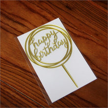 将图片加载到图库查看器，Glitter Happy Birthday Cake Topper Acrylic Letter Gold Silver Cake Top Flag Decoration for Boy Birthday Party Wedding Supplies
