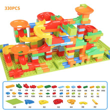 将图片加载到图库查看器，330pcs Marble Race Run Maze Ball Track Building Blocks Mini Size Blocks ABS Funnel Slide Assemble Bricks Sets Children Toys
