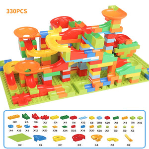 330pcs Marble Race Run Maze Ball Track Building Blocks Mini Size Blocks ABS Funnel Slide Assemble Bricks Sets Children Toys