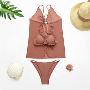 3 Pieces Micro Bikini Set String Swim Suit Womens Bathing Suit 2020 New Summer Female Brazilian Biquini with Cover Up