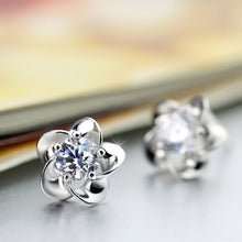 将图片加载到图库查看器，H: Hyde silver AAA color cubic zirconia Fashion brooch earrings flower earring for women gift brincos
