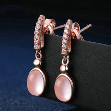 将图片加载到图库查看器，Oval pink crystal earrings
